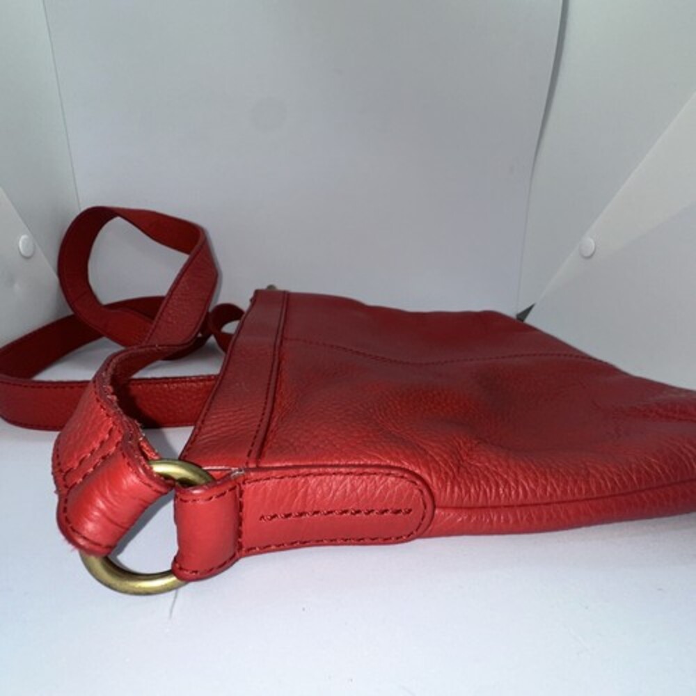 Fossil Morgan Red Pebble Leather Traveler Messenger Crossbody Shoulder Bag - Picture 4 of 9